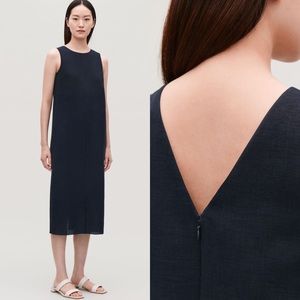 COS Navy Blue Sheath Sleeveless Midi Dress w pockets 4